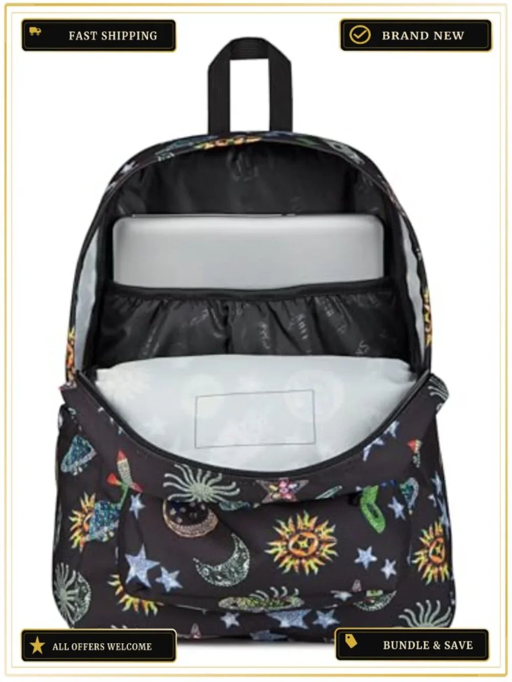 JanSport SuperBreak Plus Backpack 15-Inch Laptop Sleeve Galaxy Glam